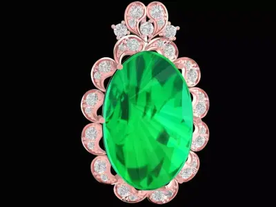 Luxury Oval Emerald Pendant 3D Model 2545  3D print model