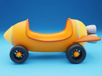 Rocket toy car Low-poly 3D model