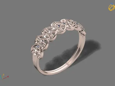 Womens Diamond Signet Ring Women Rings 3dmodels 3D print model 3D print model 14