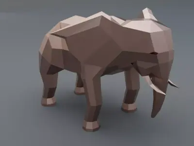 Copper elephant low poly 3D model for 3D print 3D print model