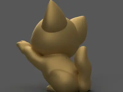 Smiling Cat Sculpture Waving Hello Desk Decor for Cat Lovers 3D print model