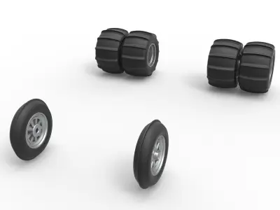 Wheel Set of water pumper Sand buggy Version 1 Scale 1 to 25 3D print model