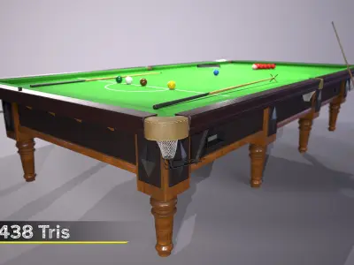 12ft Snooker Pool Table Low-poly 3D model