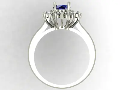 Round Sapphire Engagement ring 3D model 3D print model  3D print model