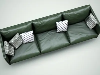 Green Leather Sofa Low-poly 3D model