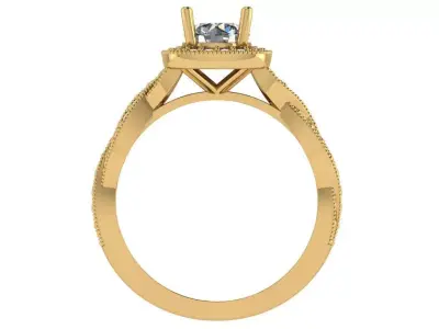 round diamond cushion shape halo criss cross ring  3D print model