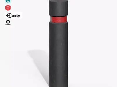 Traffic Bollard F Low-poly 3D model