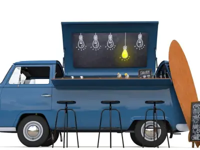 VW T2 FOOD AND COFFEE VAN 1974 3D model