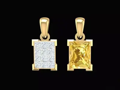 Luxury Square Diamond Pendant for Men 3D Model  244 3D print model