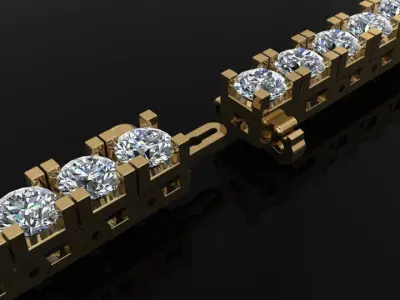 Box Style Diamond Tennis Bracelet 3mm 3D print model