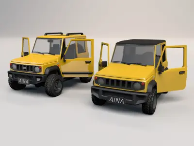 Rigged 3 Off road SUV car models  Low-poly 3D model