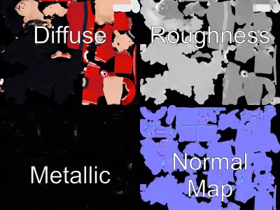 Red Sport Outfit Character model pack Low-poly 3D model