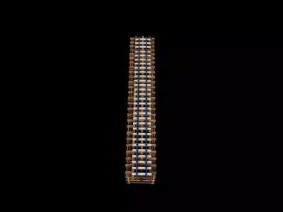 Wooden railway bridge 3D model