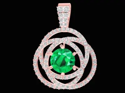 Luxury Spiral Halo Gemstone Pendant for Women 2267 3D print model