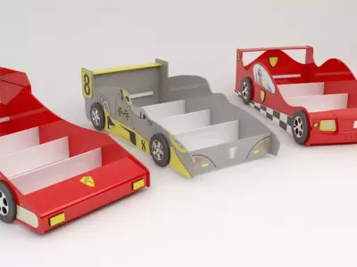 Kids Racecar Beds 3D model