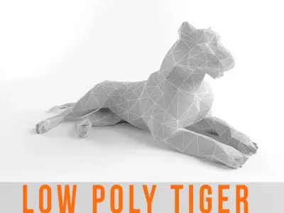 Tiger and Lion Low Poly Mammal Wild Africa Animal Lowpoly Low-poly 3D model