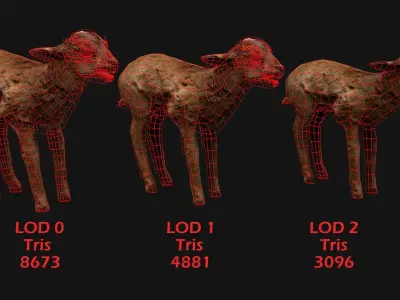 Fawn Deer Low-poly 3D model