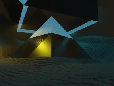 Pyramid CYBERPUNK Low-poly 3D model