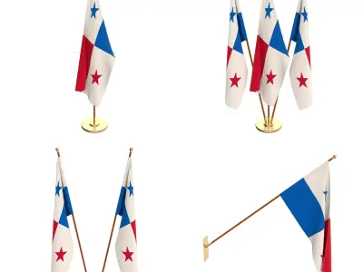 Panama Flag Pack 3D model