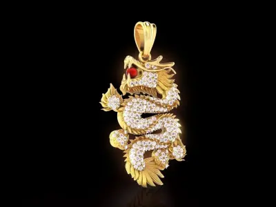 Luxury Diamond Dragon Pendant 3D print model