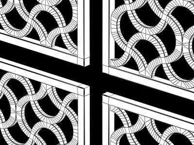 Wood Arabic Islamic pattern decorative grill screen 3D model