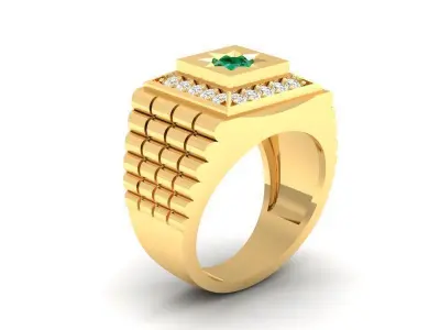 Square Signet Gemstone Ring for Men 339 3D print model