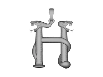 High Detail Snake Letter H Pendant Sculpted 3D Print Model 3D print model