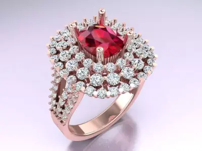 Oval Stone Ring - Womens Rings - N3492 3D print model