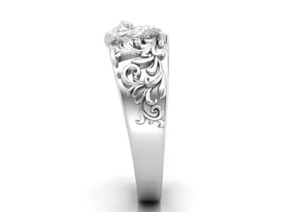 Lion ring with ornaments 3D print model