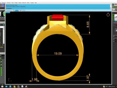 Luxury Square Center Stone Pave Shoulder Ring 4722 3D print model