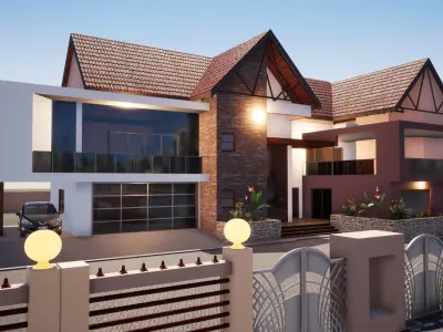 FIVE BEDROOM MANSION Low-poly 3D model