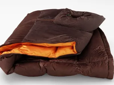 Brown down casual winter sleeveless jacket generic folded  3D model