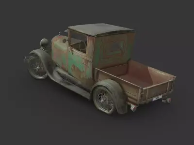 Abandoned Car - Ford Model A Pickup Low-poly 3D model