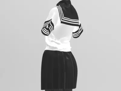 3D White School Dress 3D model