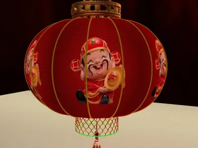 Chinese Red Lantern 3D model 9