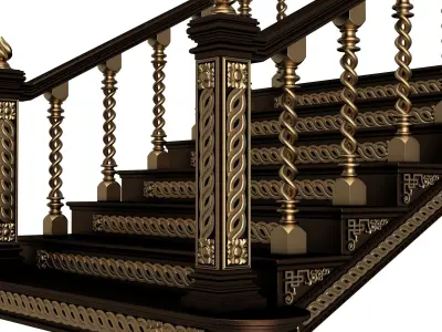 Carved Stair 06 Black Low-poly 3D model