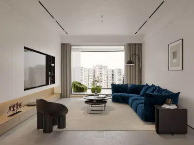 Modern living room dining room interior scenes 547 3D model