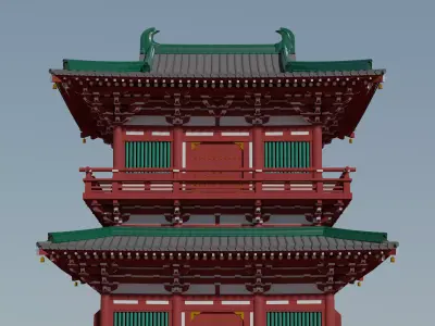 Tang-Dynasty-styled Architecture Low-poly 3D model