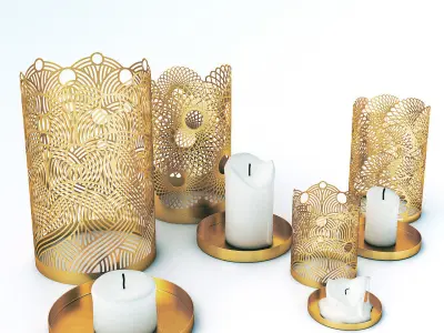Decorative Openwork Candle Holders 3D model