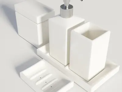 Bathroom Set White 1 3D model