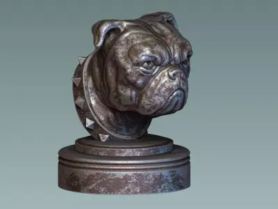 English Bulldog Head 3D print model