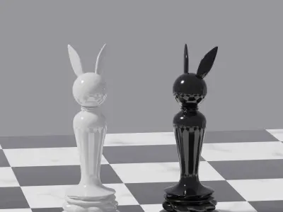 Rabbit Chess set 3D print model