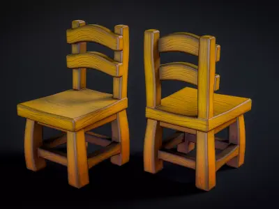 Stylized Wooden Chair 01 Low-poly 3D model