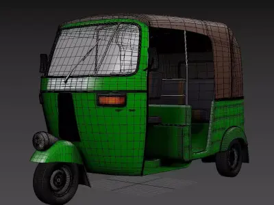 three-wheel tuk tuk Low-poly 3D model