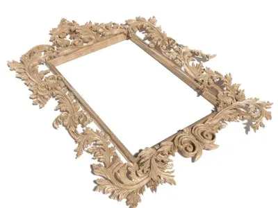 Frame-007 ornately carved wooden frame 3D model
