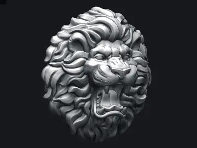 Roaring Lion Head V2 3D print model