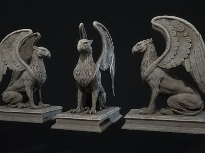 Griffin Statue PBR Low-poly 3D model