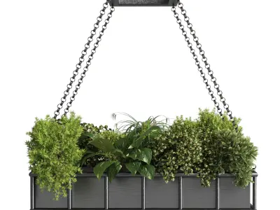 Indoor plant-plant stand wood vase 03 Low-poly 3D model