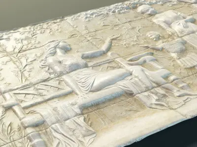 Bas-relief wall panel PBR Low-poly 3D model