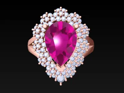 Pear Stone Ring - Womens Rings - N727055 3D print model